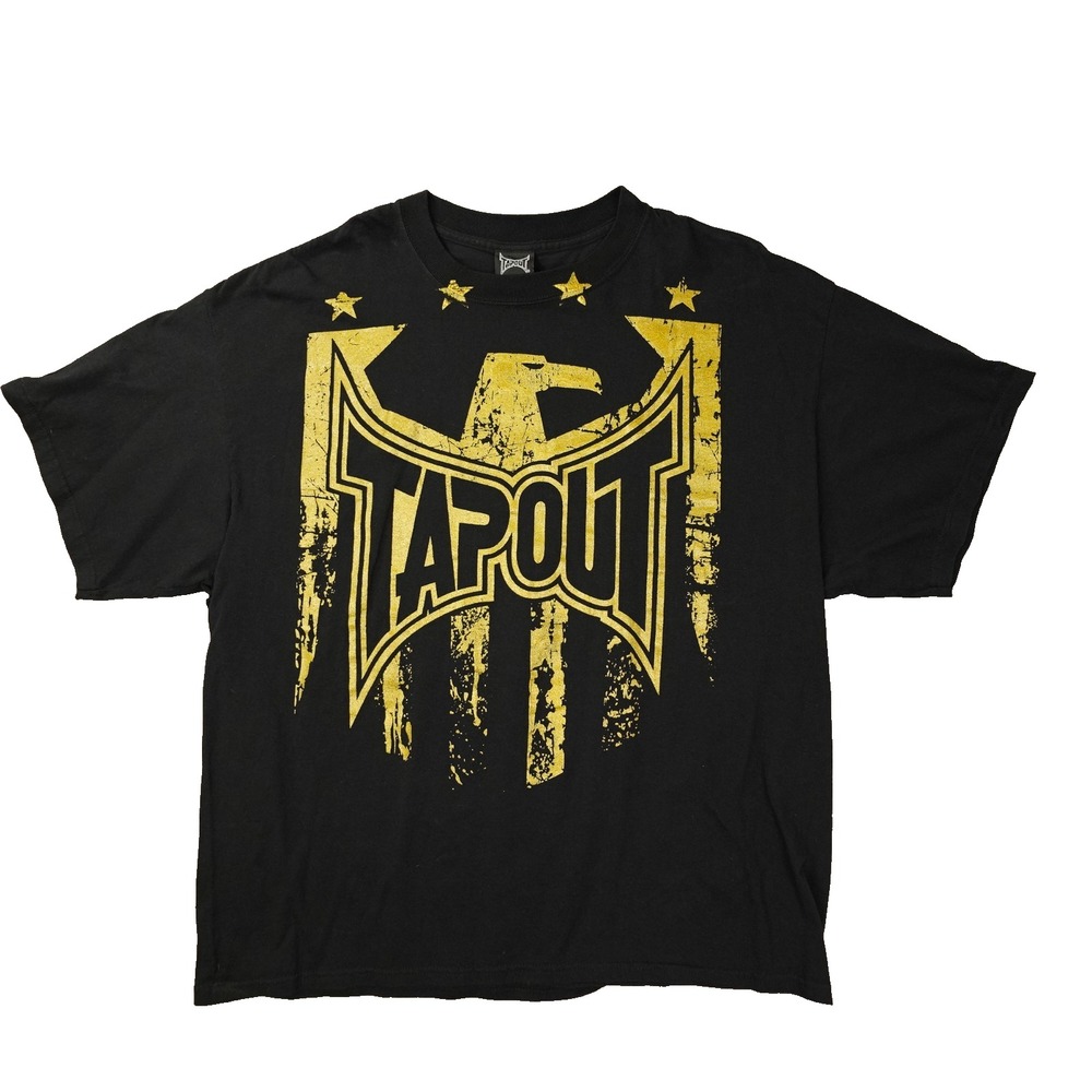 Tapout Vintage Eagle Emblem Logo T Shirt Mens XL Black Gold Streetwear UFC MMA